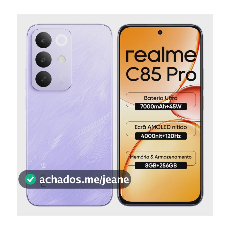 Celular Smartphone Realme C85 Pro 256gb 8gb Ram Dual Sim Bateria 7000mah IP69 Pro Resistência à água Violeta
