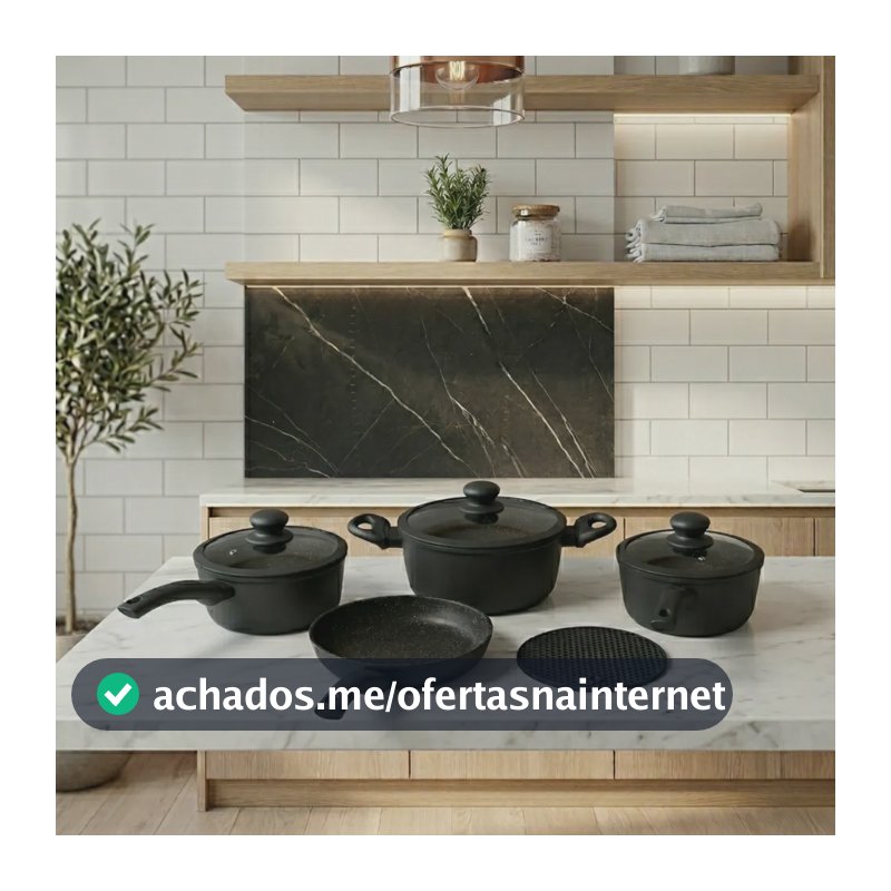 Jogo Panela Ceramica Antiaderente 05 Peças Tampa De Silicone Preto