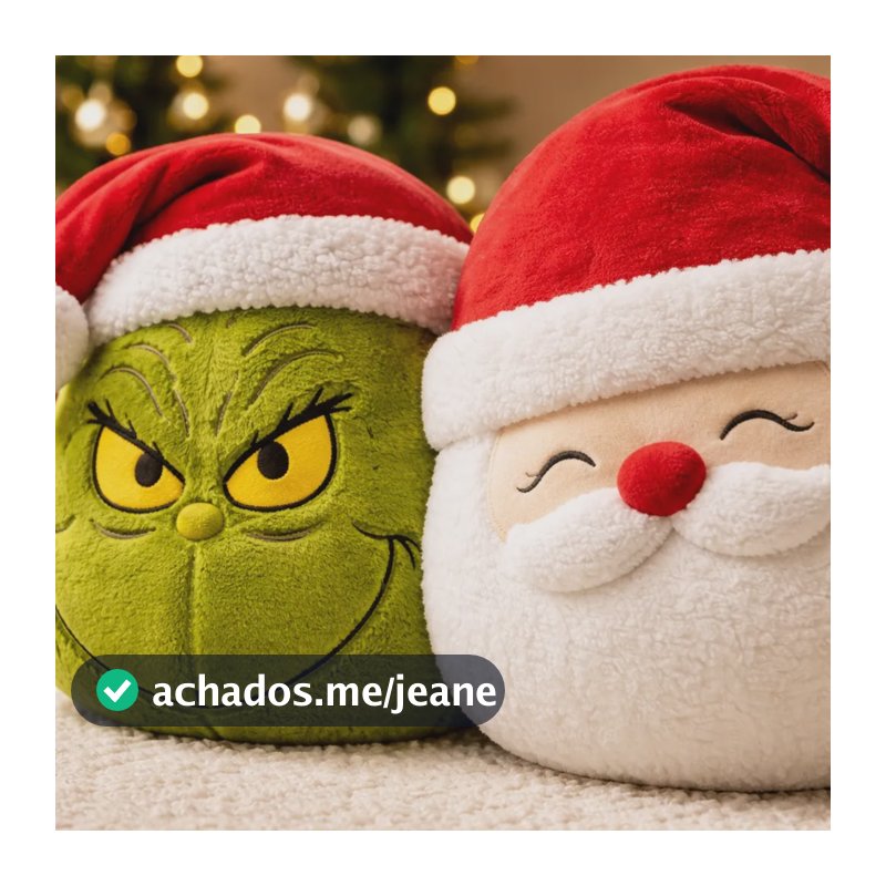 Kit 2 Almofadas Natalinas Grinch E Papai Noel 30cm Decoração Papai Noel Grinch