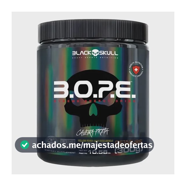 Pré-Treino B.O.P.E. Black Skull em Pó, 300g Sabor Frutas Amarelas