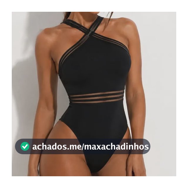 Maiô Feminino Body Detalhe Elástico Bojo Removível Forrado Preto Liso M 38/40