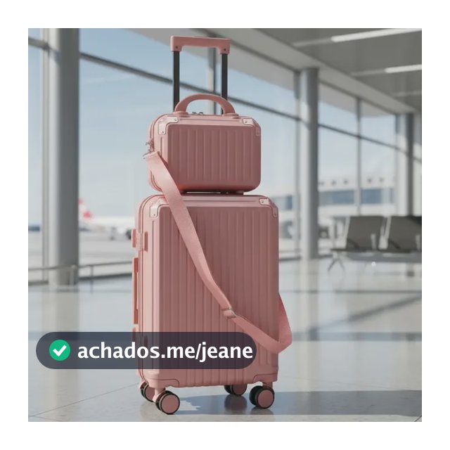 Mala De Viagem 10kg Promoção Rodas 360° Miami Com Frasqueira Rosa Clara Listras