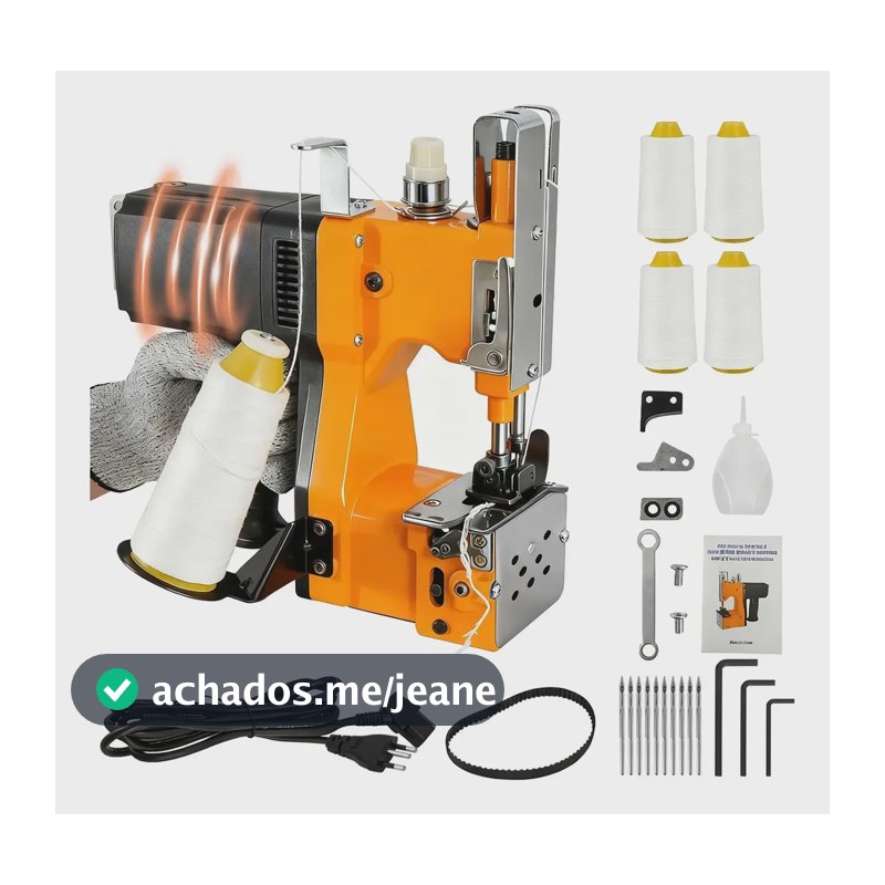 Kit Máquina Costura Saco Sacaria Portátil 5 Linha E 10agulha