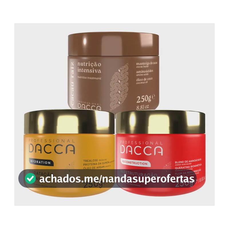 Dacca Kit De Hidratação Reconstrução E Nutrição Cacau Raiz