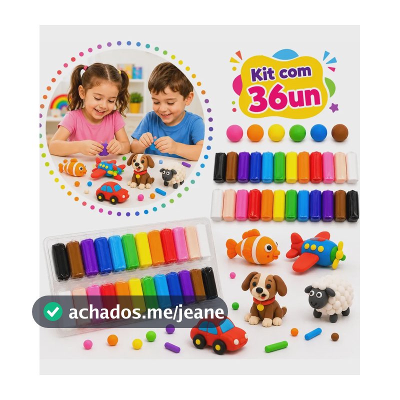 Kit 36 Massinha Eva Estica E Pula Fácil De Modelar Infantil Colorido