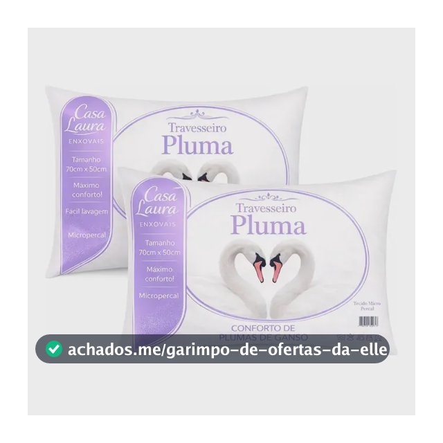 Kit 02 Travesseiro Antialérgico Pluma De Ganso 70cm X 50cm Cor Branco