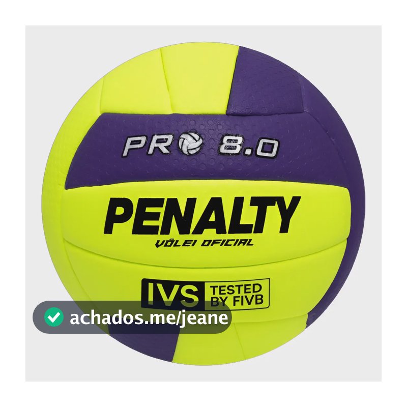 Bola Volei Penalty 8.0 Pró Amarelo e Roxo Quadra Selo Fivb