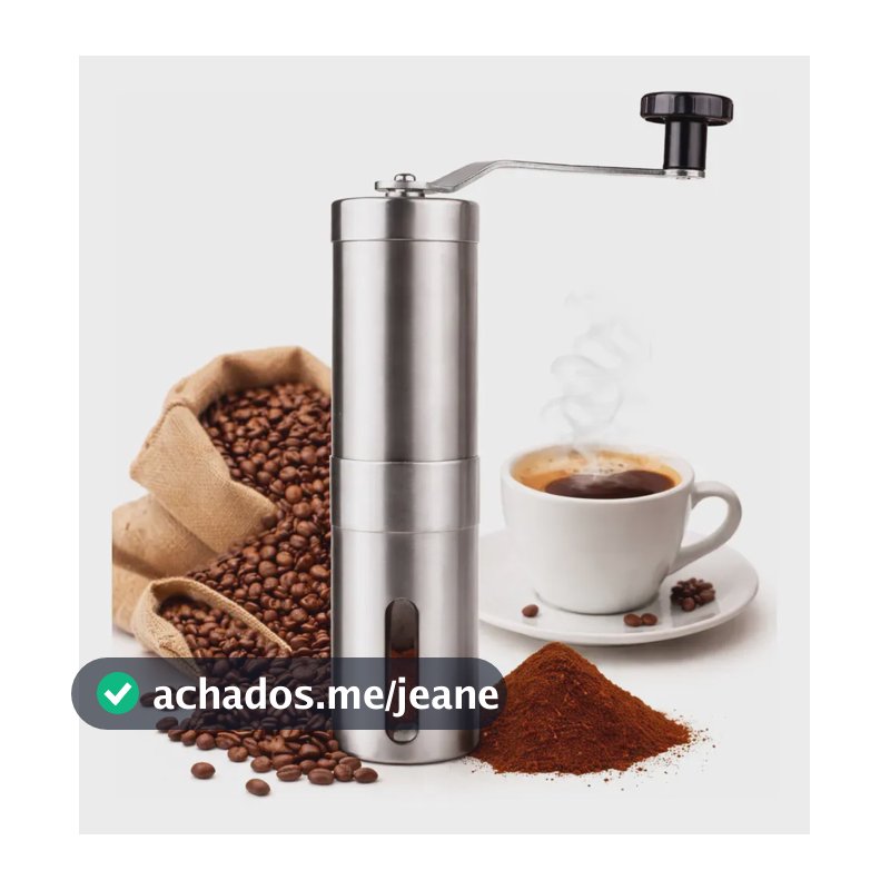 Moedor De Café Manual Inox Com Visor, Portátil e Ajustável Para Espresso e Coado