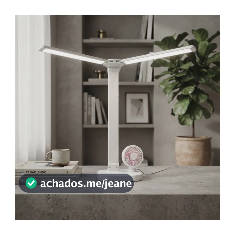 Luminária De Mesa Ventilador 2 Em 1 Led Controle Touch 6w Branco 127/220v