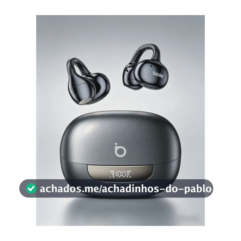 Basike Fone de Ouvido Bluetooth com Ear Clip TWS OWS HiFi Esportivo 42h Bateria IPX6 Prova d'Água e Suor ENC Cancelamento Ruído Microfone Ideal Academia Corrida Treinos Compatível Todos Celulares