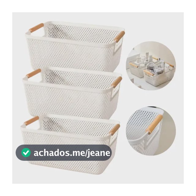 Kit 3 Cesto Organizador 27cm Multiuso Cozinha Lavanderia