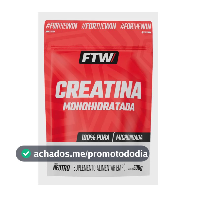 Creatina Monohidratada 100% pura Refil em pó sem sabor 500g FTW