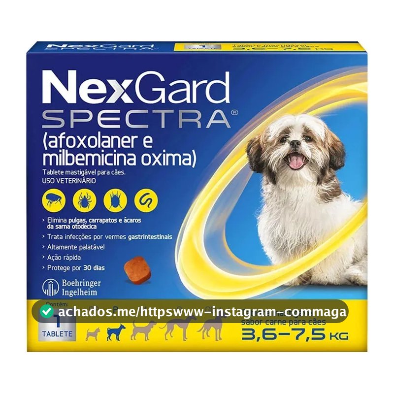 NexGard Spectra Antipulgas e Vermífugo Cães 3,6kg a 7,5kg