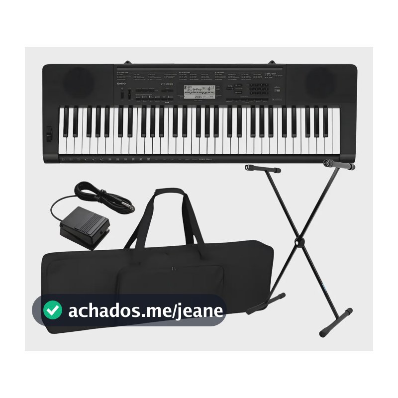 Kit Teclado Musical Casio Profissional Ctk3500 + Acessórios 127/220v Preto