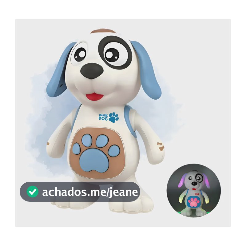 Cachorrinho Dançante Bebês Robô Musical Luz Som Menino Cachorro Azul