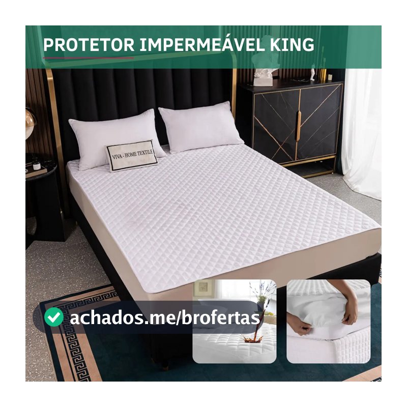 Capa Protetora De Colchão King Matelado Impermeável Antiácaro Antialérgica Super Macia E Silenciosa Branco Premium