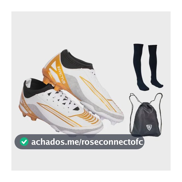 Kit Chuteira Campo Botinha Invictus Uzze Nova + Meião Bolsa