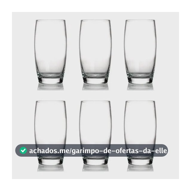 Kit 6 Copos Oca Nadir 300ml Vidro para Água e Suco