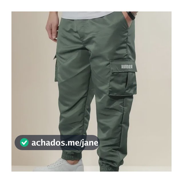 Calça Cargo Corta Vento Jogger Unisex Masculina Verde Skate