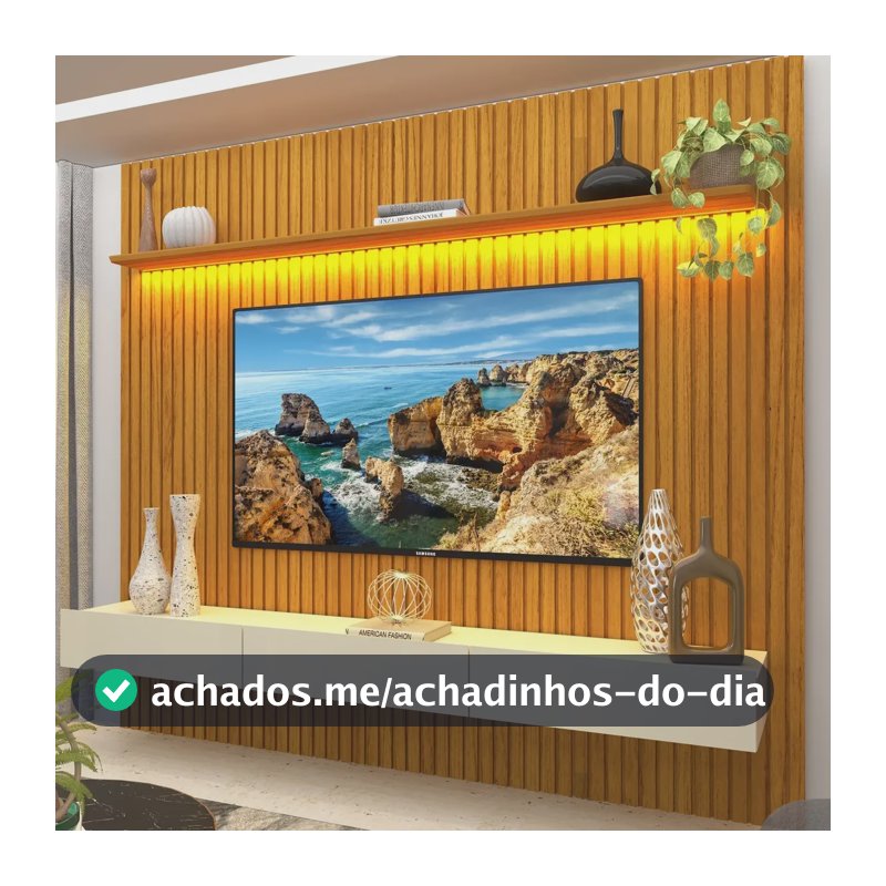 Estante Home Ripada Para Tv Até 85 Polegadas Com Led If Naturale/off White