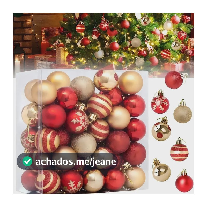 Kit 50 Bolas De Natal 4cm Enfeites Arvore Natalinos Mista Vermelho