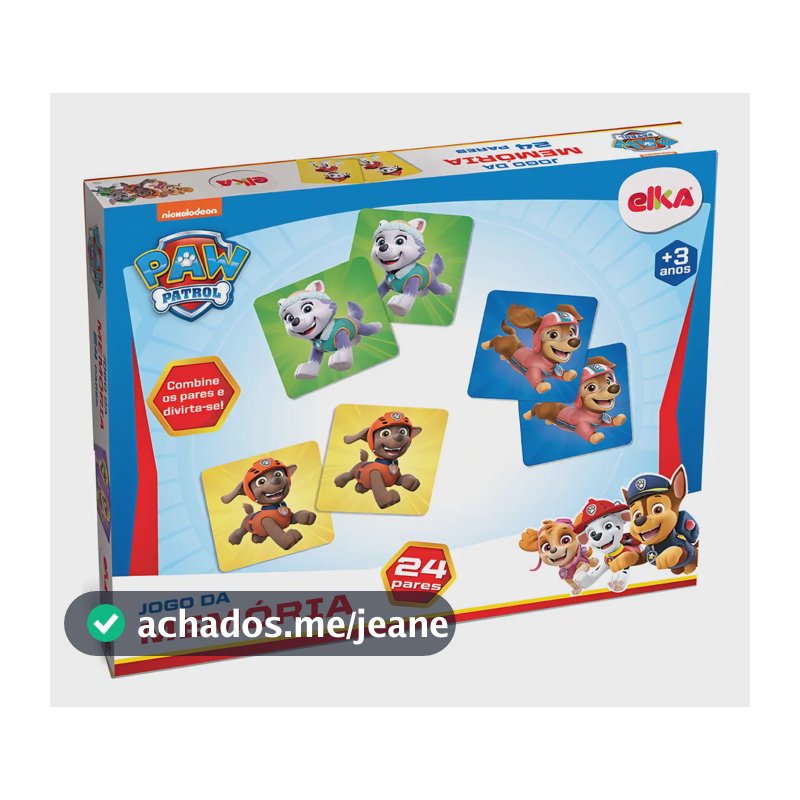 Jogo Tabuleiro Da Memoria Patrulha Canina 24 Pares Elka