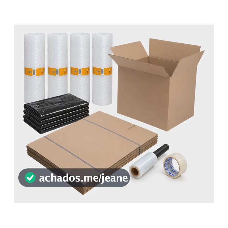Kit Mudança Completo 10 Caixas Reforçadas Grandes Fita Bolha Marrom-claro