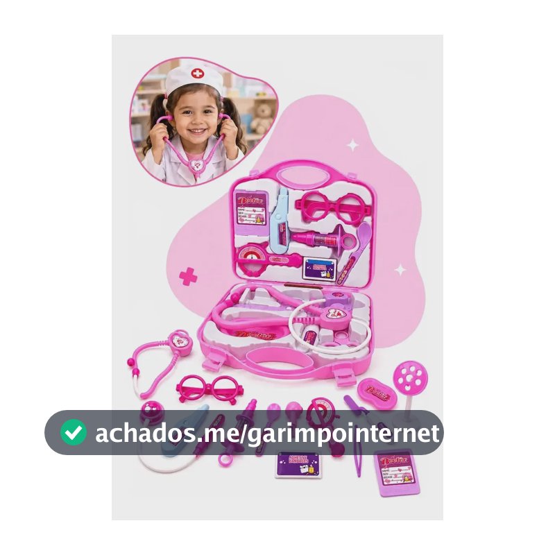 Kit Médico Infantil Maleta de Médico de Brinquedo com Acessórios Maletinha Doutor Faz de Conta Brinquedo de Profissão Educativo para Crianças Rosa Kizumba