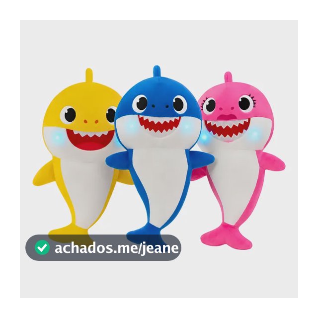 Kit 3 Pelúcia Baby Shark Coleção Bebê Antialérgico Led Cores Azul Rosa E Amarelo