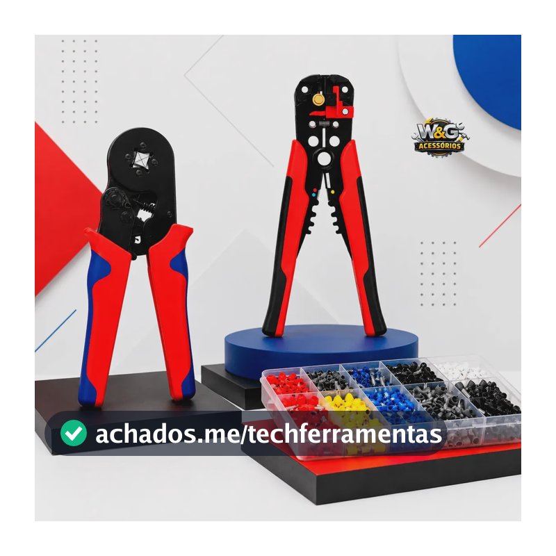 Kit Profissional Alicate Decapador Fios + Alicate Crimpador + 1200 Ilhós Kit Eletricista Ferramentas W&G