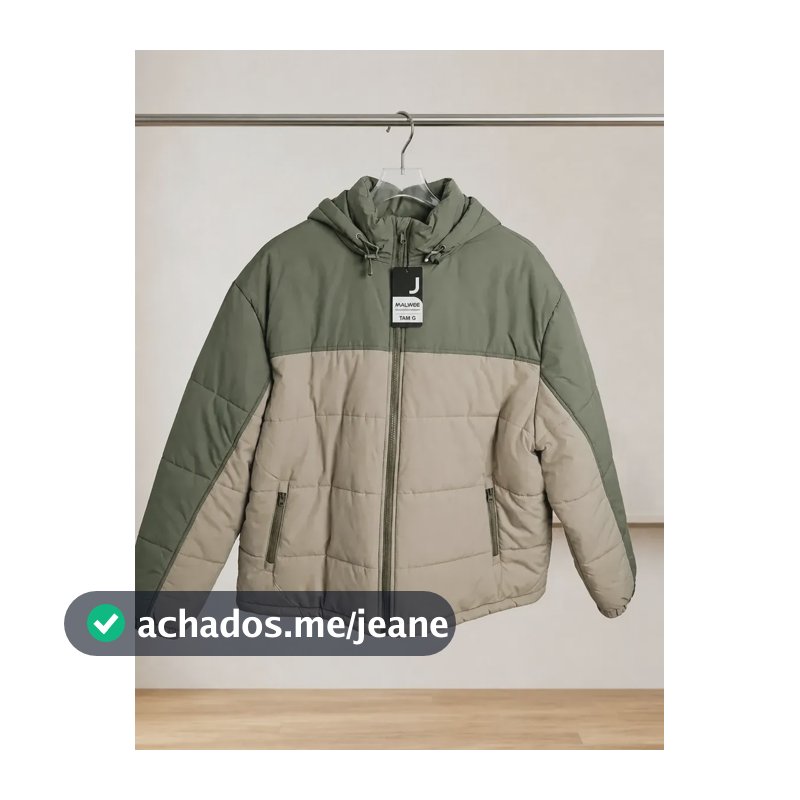 Jaqueta Puffer Masculina Com Capuz Destacável Inverno Verde Marrom Gg Lisa