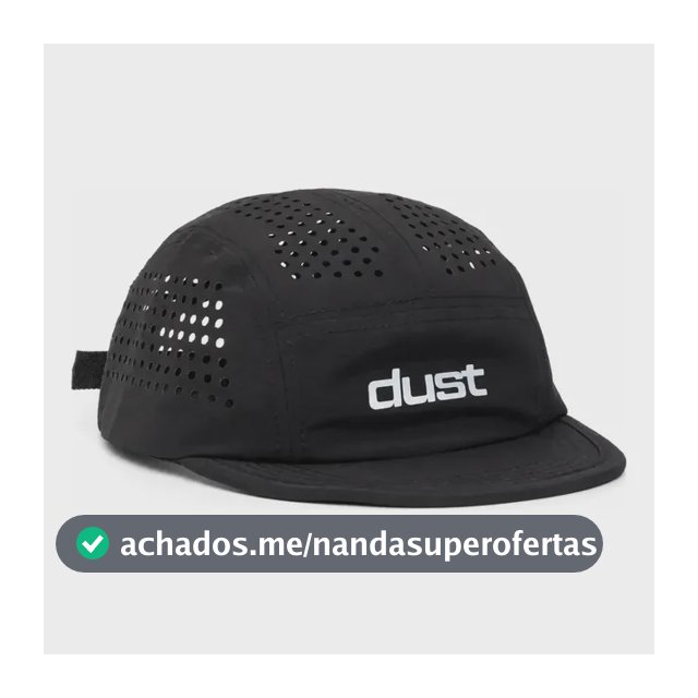Boné Five Panel Corrida Performance Airtech Preto Aba Curta Esportivo Dust Company Strapback Ajustável Ultraleve Ventilado