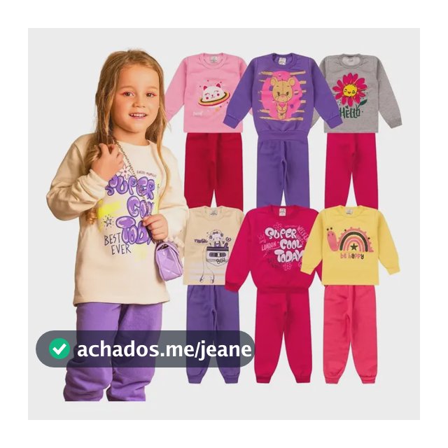 Kit 6 Peças Moletom Menina Infantil Inverno Atacado Barato