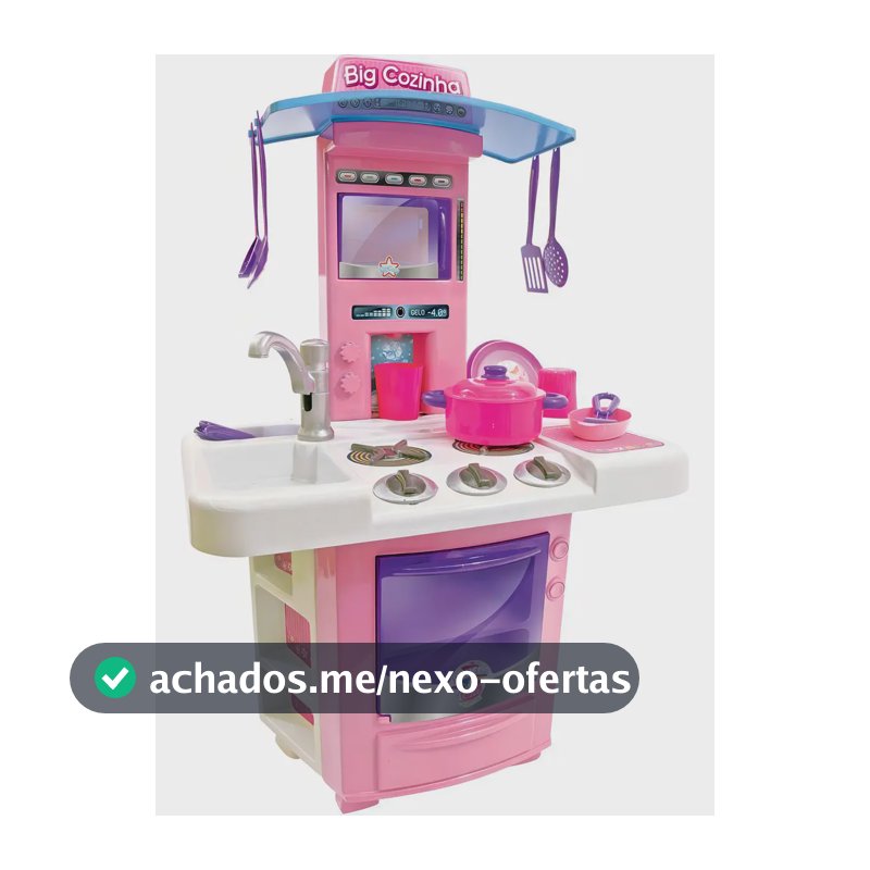 Cozinha Infantil Big Star Rosa 69cm Torneira Água Fogão Forno 16 Peças
