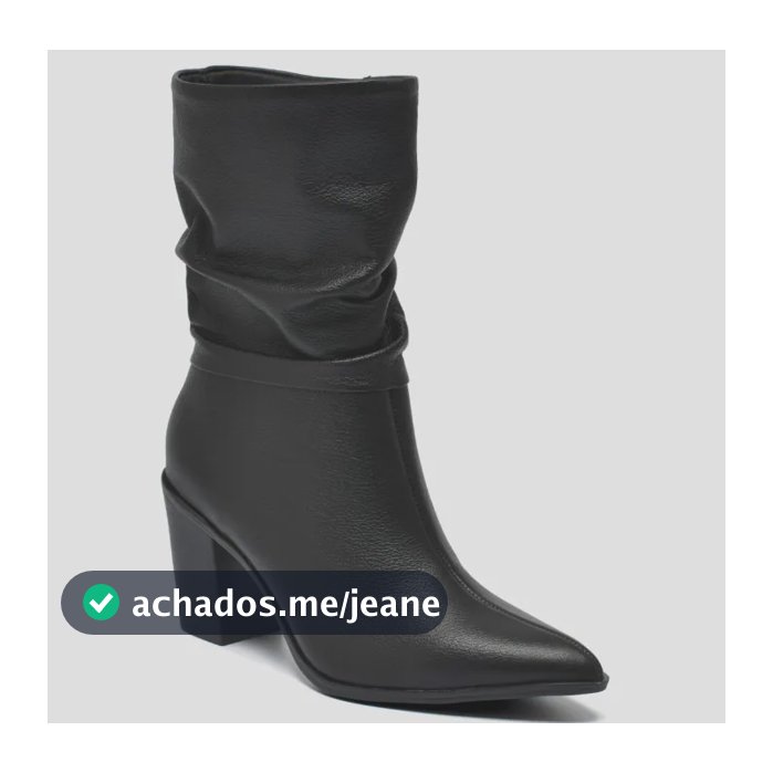 Bota Social Couro Via Marte Bico Fino Salto Grosso Original Preto 35 Br