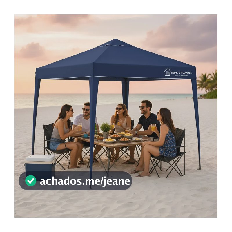 Tenda Gazebo Dobrável 3x3m Sanfonada Articulada com Proteção UV Estrutura em Aço Galvanizado para Praia Camping Pisicina Area Externa