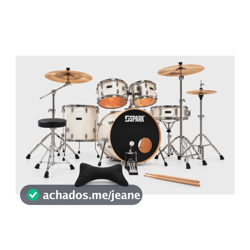 Bateria Vox Profissional Spark Musical Branco Sparkle Perolado