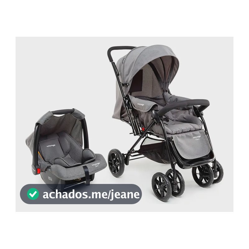 Travel System Choice Voyage Cor Cinza Melange Chassi Preto