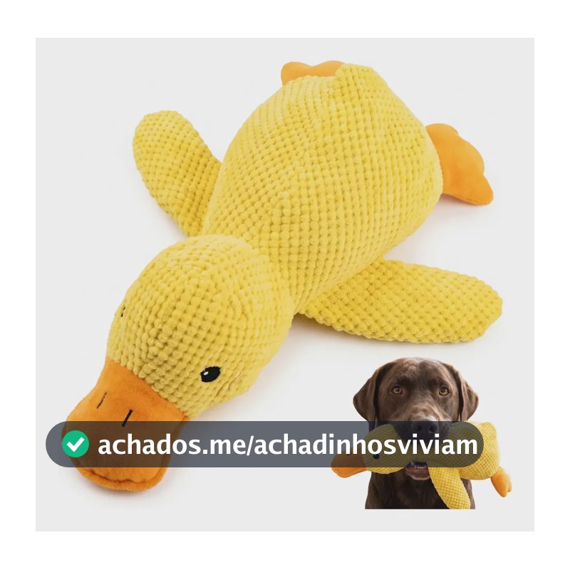 Brinquedo Mordedor Pet Pato Pelucia Grande Com Som 32cm Cão Amarelo Pato