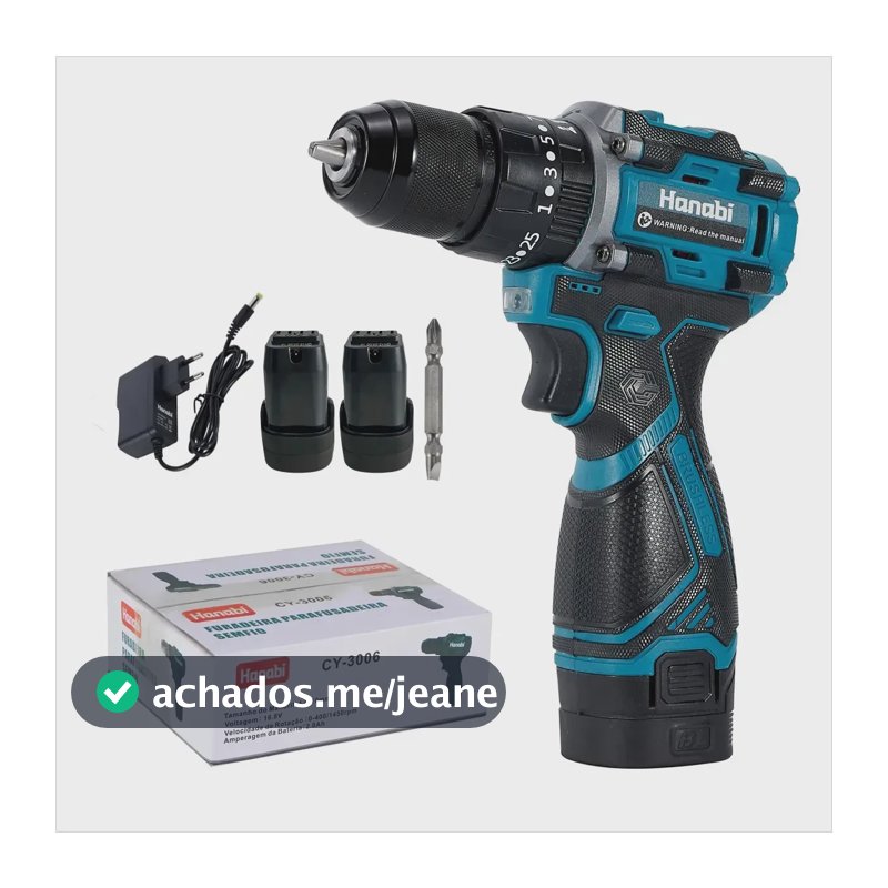 Parafusadeira Hanabi 16.8v Impacto 2 Baterias 2.0ah Azul-petróleo 16.8v 60hz