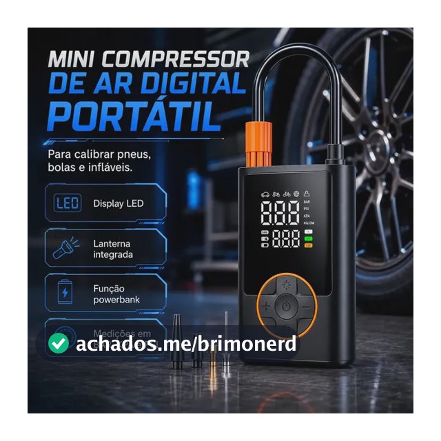 Compressor Portátil Car Air Pump Digital Com Visor Para Carro Moto Bike Calibrador De Pneu Multifuncional