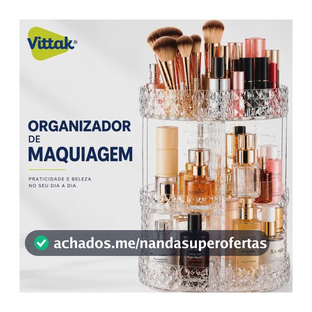 Vittak Organizador Maquiagem Cosméticos Batom Acrílico Giratório 360º Ajustável