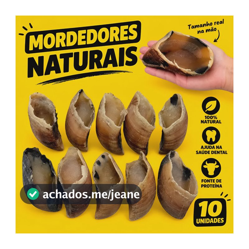 Cascos Bovino Natural Opaparico Kit 10un Mordedor Caes Pet Marrom-claro