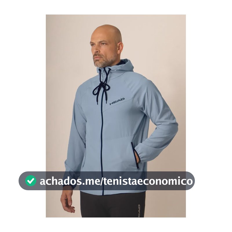 Jaqueta Corta Vento Head Tennis Com Capuz Azul Claro G