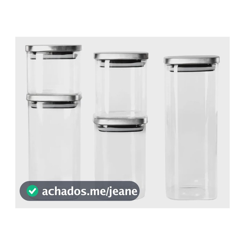 Jogo De Porta-mantimentos Vidro Quadrado Presente Casamento Transparente