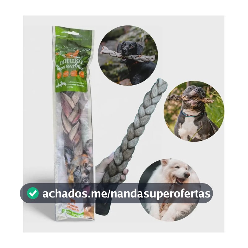 Trança Pele Bovina Natuka Mordedor Natural Para Cachorro Tamanho - G