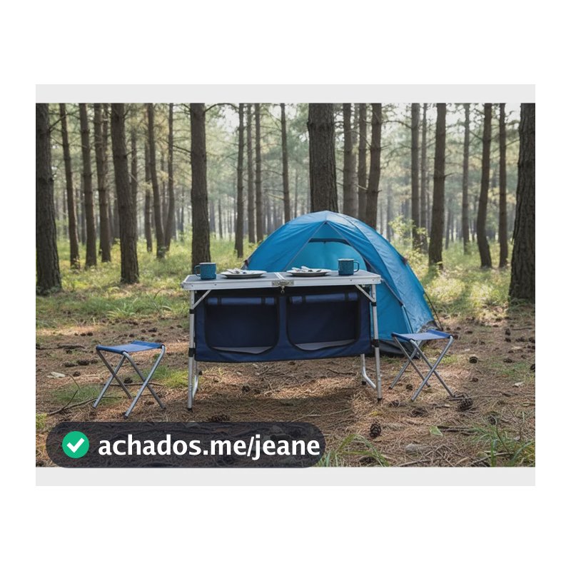 Mesa Armário Para Camping Com Banqueta Dobrável