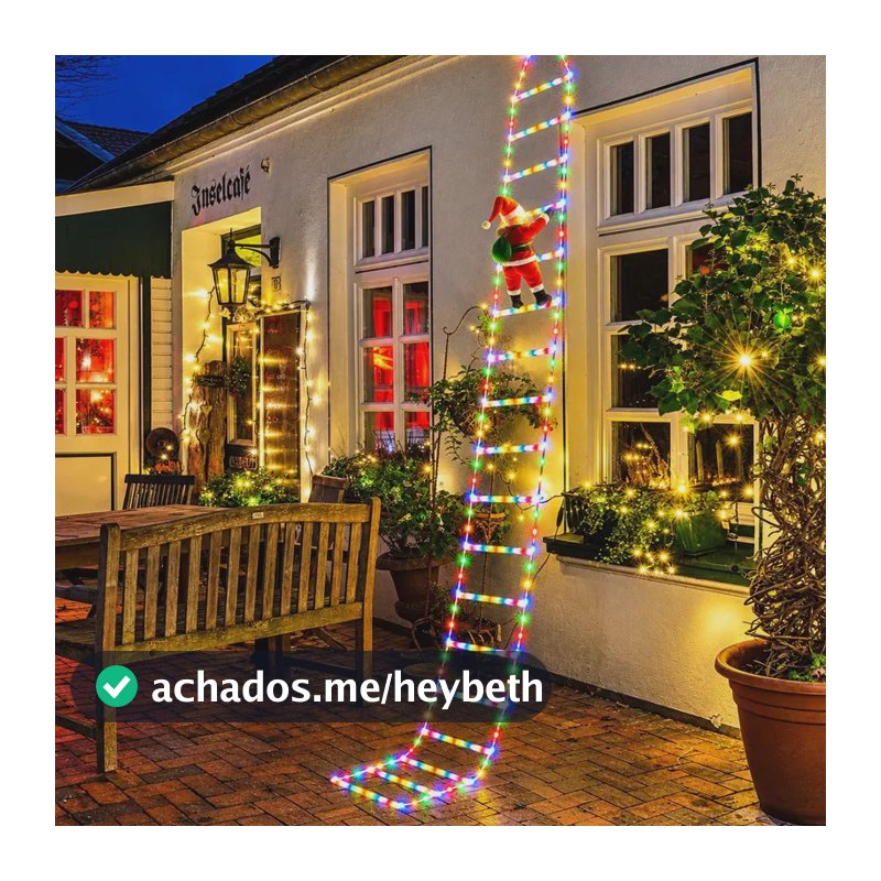 Lâmpada Escada Papai Noel Luz Led 3,2m Usb Natal Bivolt Rgb 127/220v