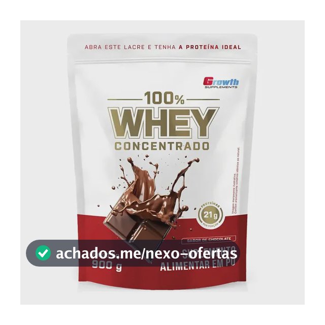 Whey protein Growth Supplements 100% Concentrado 900g em pó sabor Chocolate x 900g