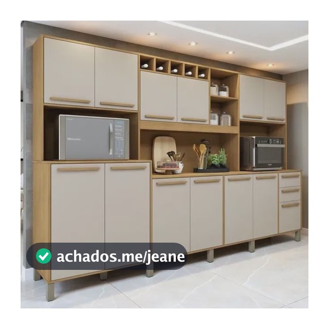 Armário Para Cozinha 13 Portas 2 Gavetas Agata Cinamomo/off White
